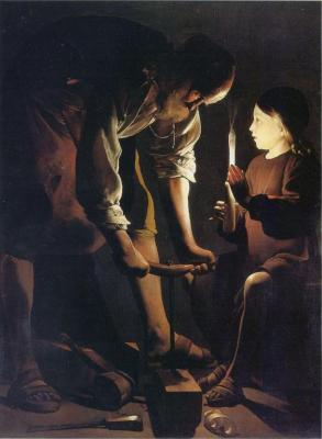Original(Saint Joseph charpentier)huile sur toile 137cm x 102cm-Musée du louvre