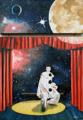 Pierrot lunaire, diptyque : dimention totale avec l’espace,72 cm x 50 cm: 250 €