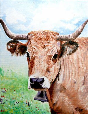 Vache Aubrac- 35 cm x 27 cm : 100 €